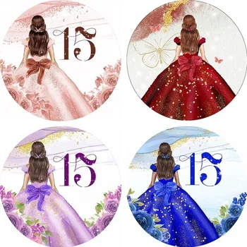 Фон для фотосъемки Mehofond Круглое платье с цветочным узором Quinceanera Sweet Girl 15th Birthday Party Decor Background Фотостудия
