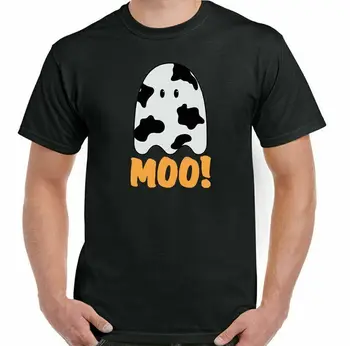 Футболка MOO на Хэллоуин Cow Boo Мужская забавная футболка унисекс Ghost Маскарадный костюм