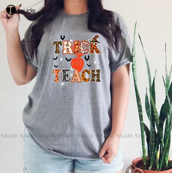 Футболка Trick Or Teach Teacher'S Halloween Shirt Подарки Учительская Футболка Оверсайз Футболки Для Женщин На Заказ Aldult Teen Unisex