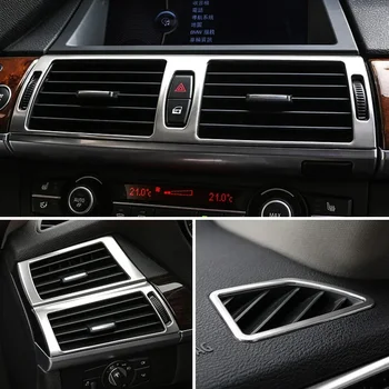 Хромированная Центральная консоль для стайлинга автомобилей Вентиляционная рама кондиционера CD Панель управления Декоративная Наклейка для BMW X5 X6 E70 E71