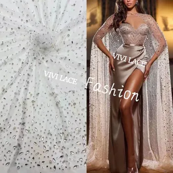 Цветочный камень 3D Vivi Lace 2023 Новая принцесса 5 Ярдов Роскошной Лучшей Свадебной ткани для распиливания Свадебного платья/Халата/вечеринки