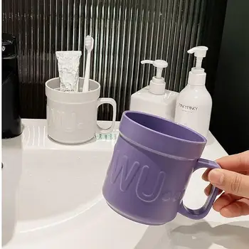 Чашка-держатель для зубной щетки 400 мл портативный прочный стакан для ванной комнаты, привлекательная чашка для мытья пар с матовой текстурой, инструмент для ванны