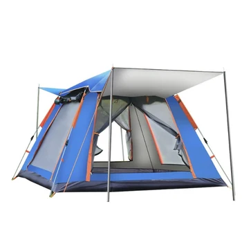 Шестиугольная двухслойная пружинная автоматическая палатка двойного назначения для кемпинга на 5-6 человек