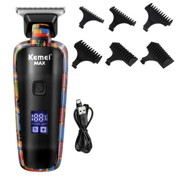 Электрическая машинка для стрижки волос Kemei для мужчин, машинка для стрижки волос с граффити, профессиональный триммер
