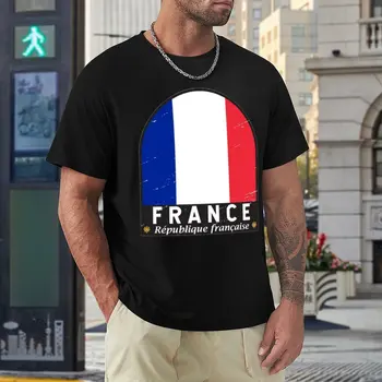 Эмблема флага Франции, потертая винтажная свежая футболка, спортивные футболки, новинка, шутка, соревнование по активности, размер Eur