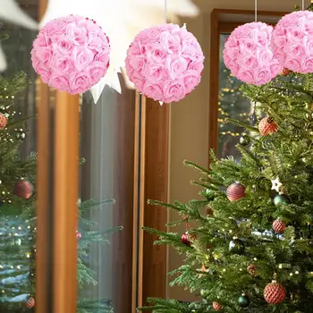 Красивый искусственный шар из роз ручной работы, шелковый шар с цветами, свадебное украшение цветами, украшение дома