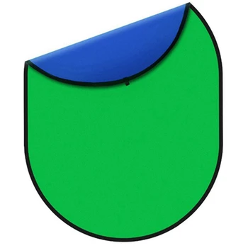 Портативный фон для фотосъемки с Отражателем, Хромированный Двусторонний 2-цветной Складной Фон для зеленого экрана (100x150 см)